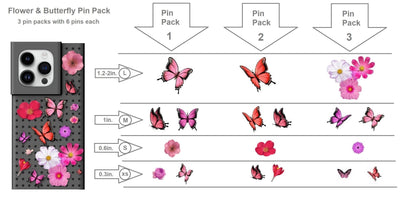 Pinit Pink Flowers/Butterfly Pin Pack 1