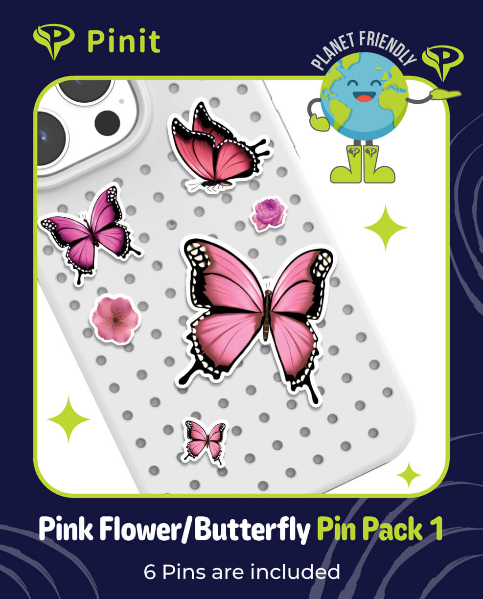 Pinit Pink Flowers/Butterfly Pin Pack 1